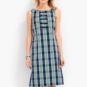 Talbots Sleeveless Plaid Ruffle Detail Knee Length Shift Dress. 16. Plus.